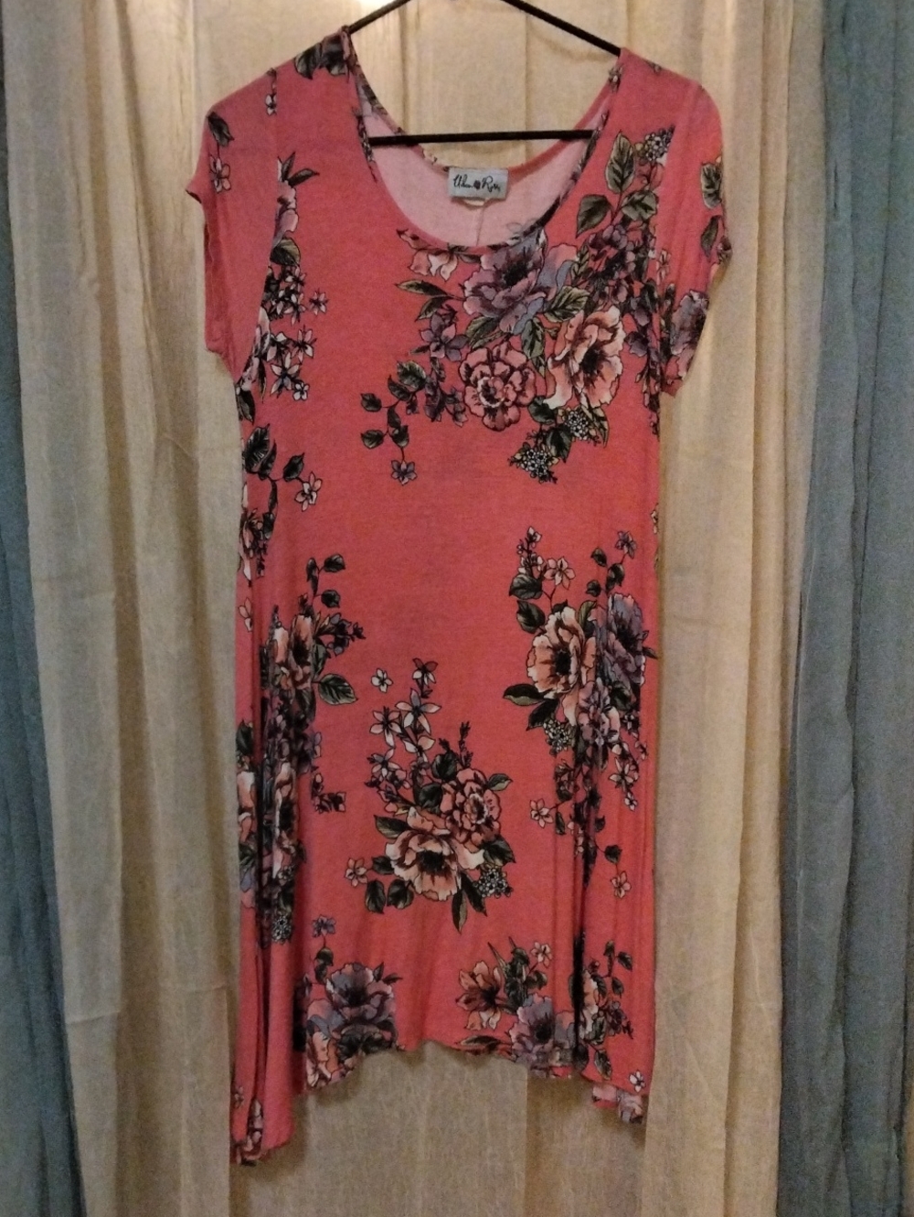 LuLaRoe Coral Pink Floral Scoop Neck Dress